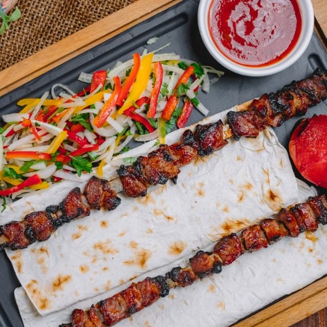 Lamb Shish Kabob Sandwich.